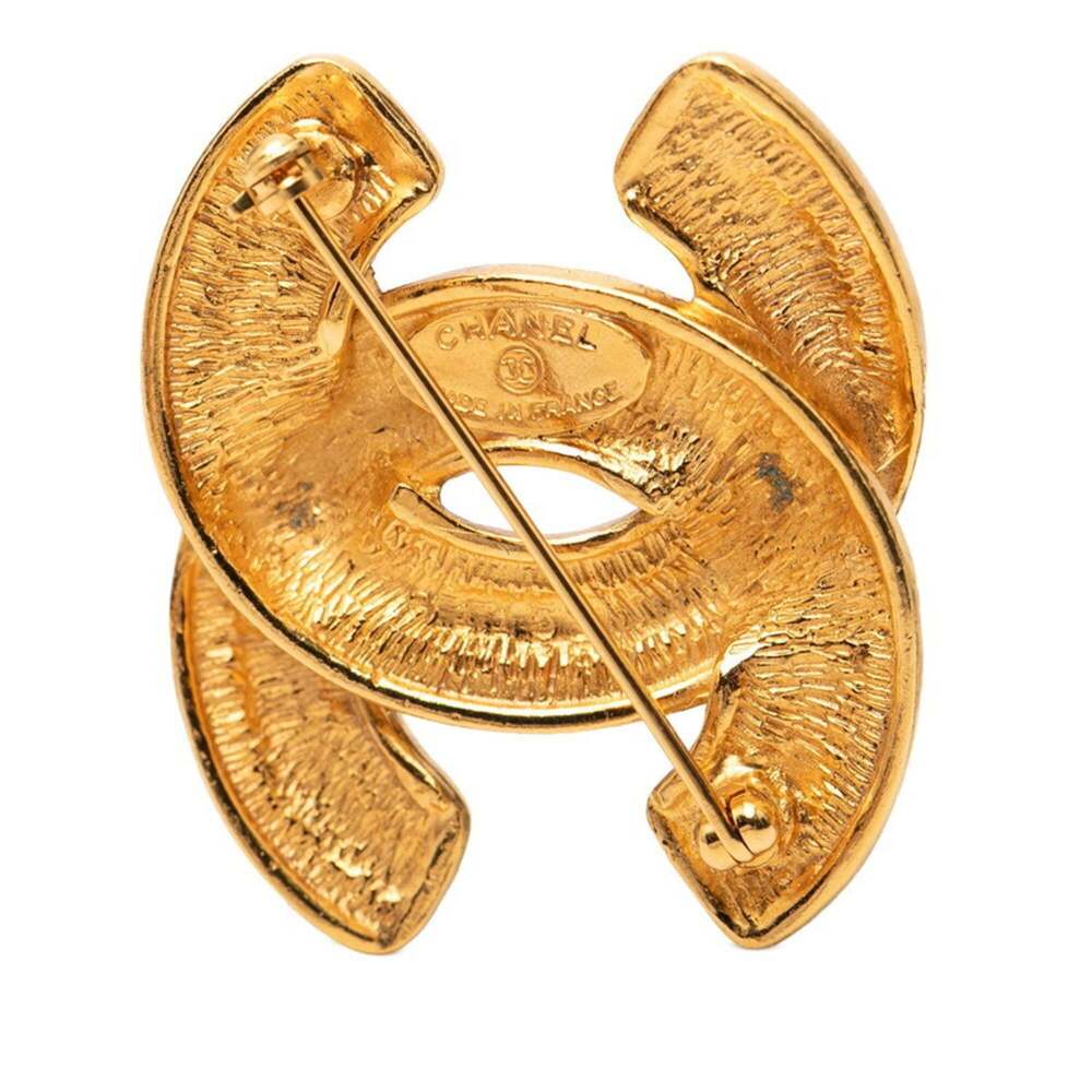 CHANEL Vintage Green Logo Brooch - Picture 3 of 4